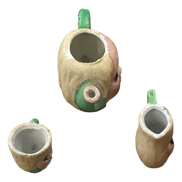 3 Pc Set 1920's Japan Kewpie Doll Face Child's Miniature Tea Pot Cup Creamer - Picture 14 of 14